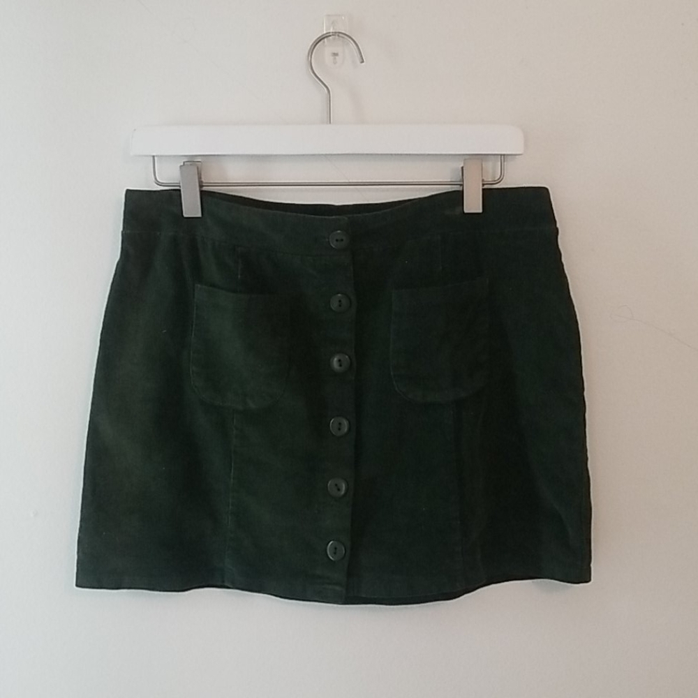 Tilly's green corduroy a-line skirt